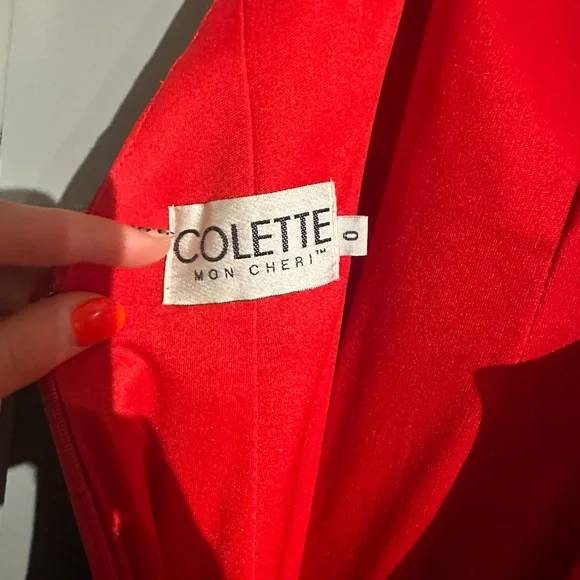 Red Halter Prom Dress - Picture 2 of 7